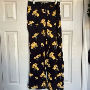 Floral Navy Blue and Yellow Pants